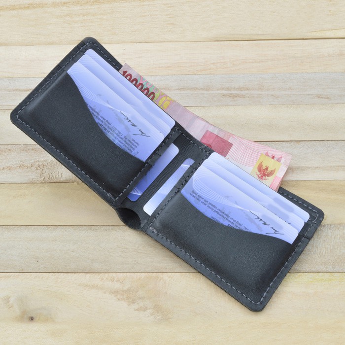 dompet pria kulit sapi asli warna hitam | bifold wallet melengkung