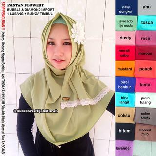 JILBAB PASTAN PASMINA INSTAN HIJAB BUNGA TIMBUL RENDA RAJUT IMPORT