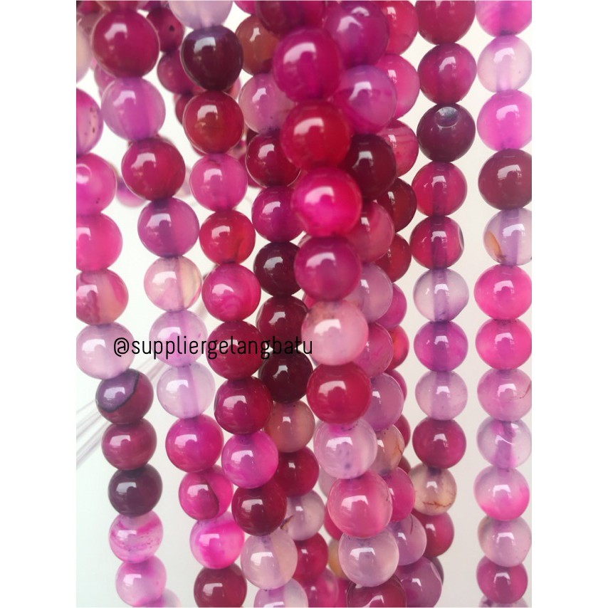 bahan batu 8mm Purple Agate glossy aksesoris korea gelang kalung batu model khas pria wanita fashion