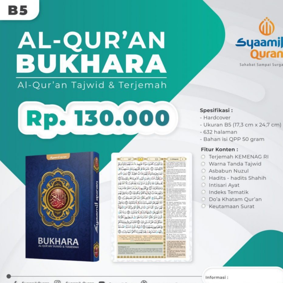 Al-Quran Bukhara B5 HC / Mushaf Bukhara Tajwid &amp; Terjemah - Syaamil Quran
