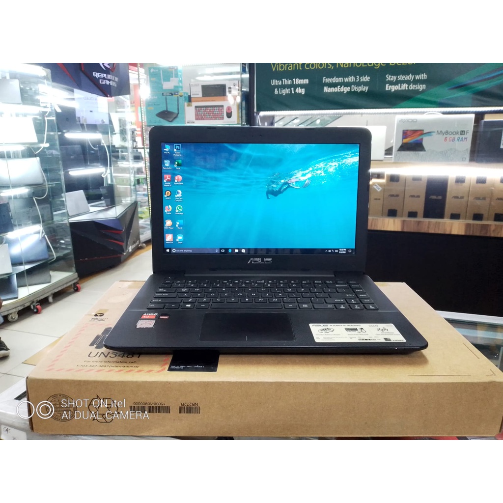 laptop Leptop seken second bekas LAPTOP ASUS X454Y AMD A8 7410 RADEON RAM 4GB SSD 128 zoom siap paka