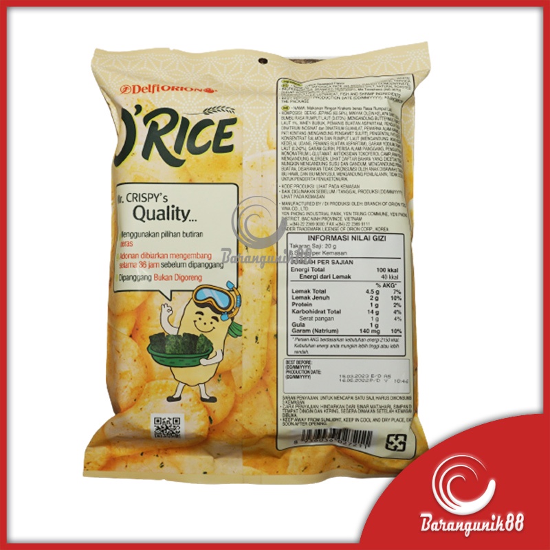 Crackers Rice Delfi Orion Krekers Beras O'Rice Orice Seaweed