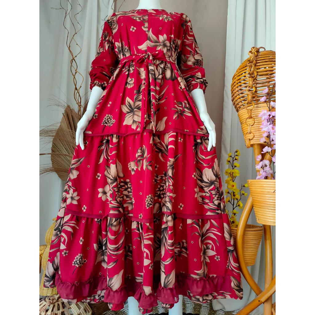 GAMIS MONALISA PREMIUM PLAT CANDA MOTIF BELINDA TERBARU/GAMIS MONALISA PLAT SUSUN MONALISA PREMIUM