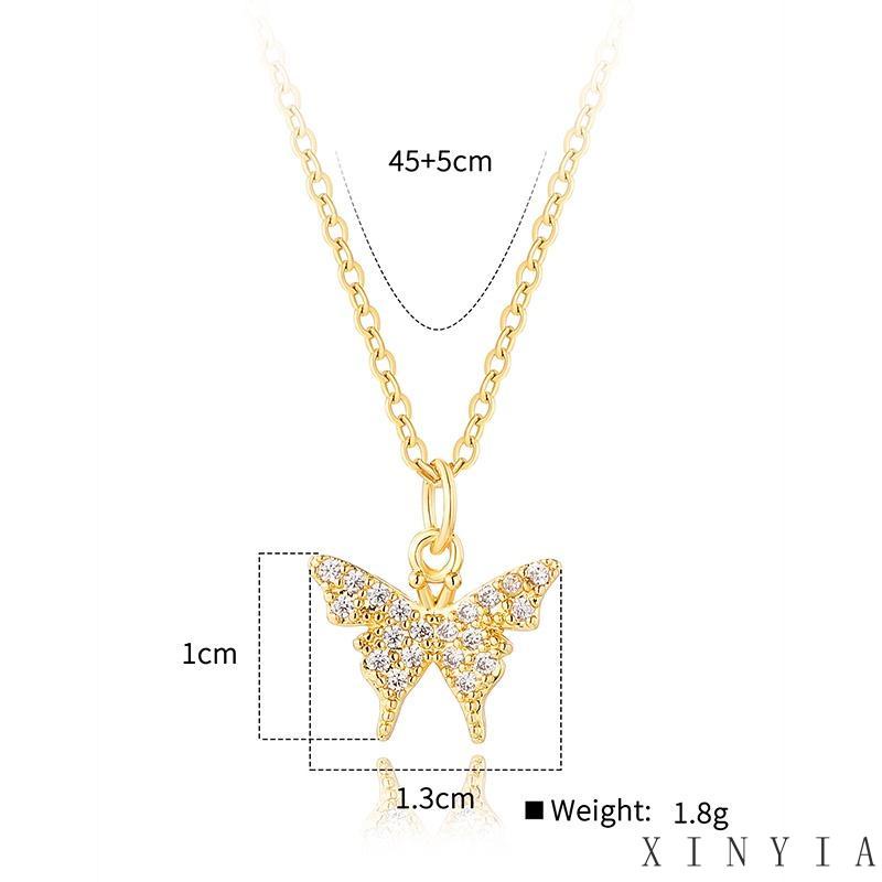 Kalung Rantai Klavikula Hias Liontin Kupu-Kupu Model Single Layer Untuk Wanita