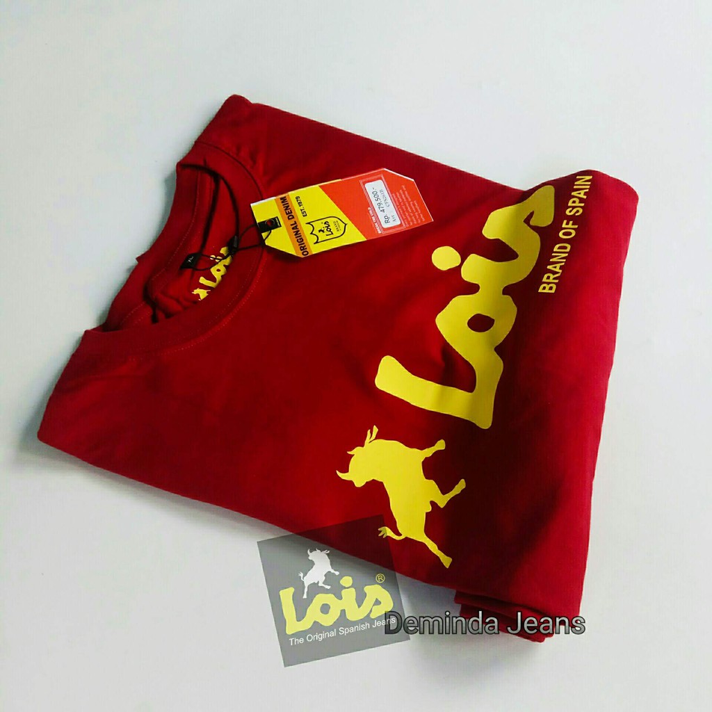 Kaos Pria Branded M L XL XXL Tshirt Lois Pendek Warna Merah Marun