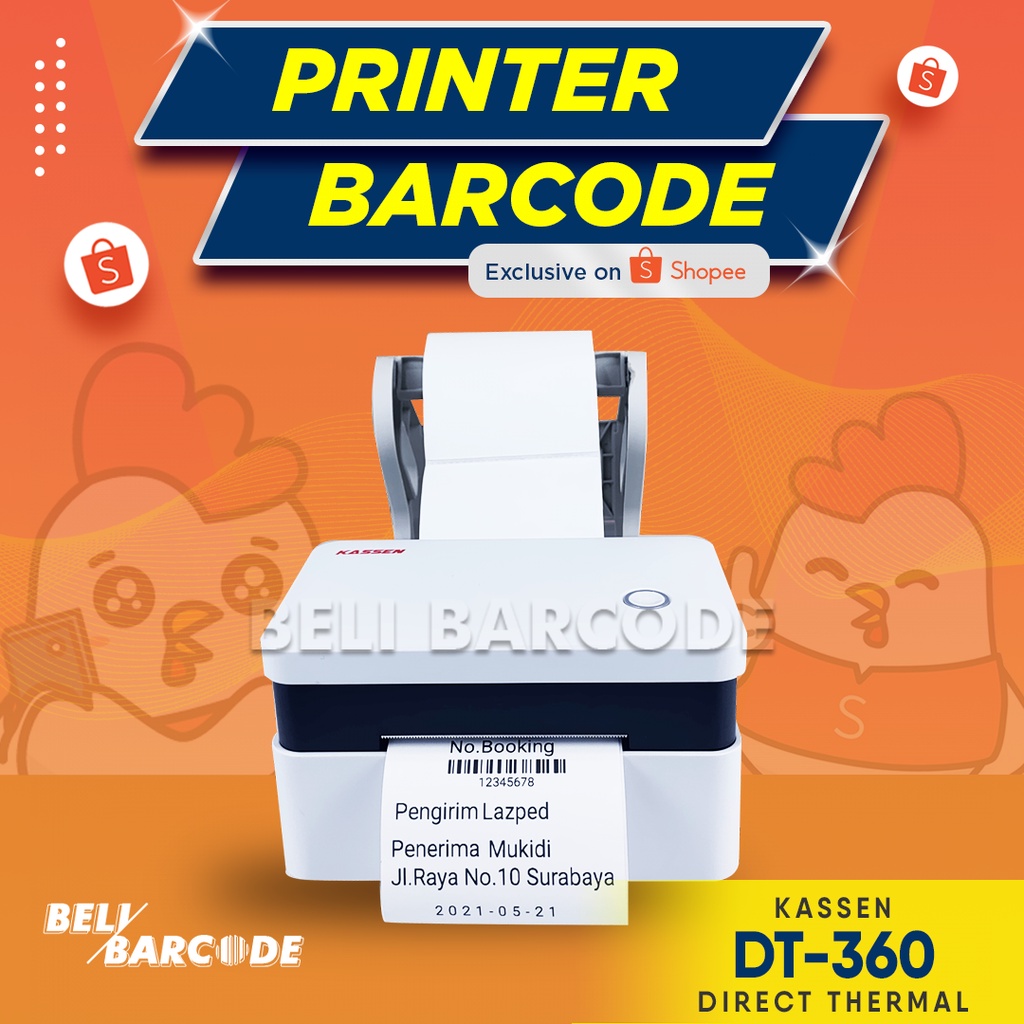 PRINTER BARCODE THERMAL 80MM KASSEN DT360 | DT-360 CETAK RESI SHOPEE