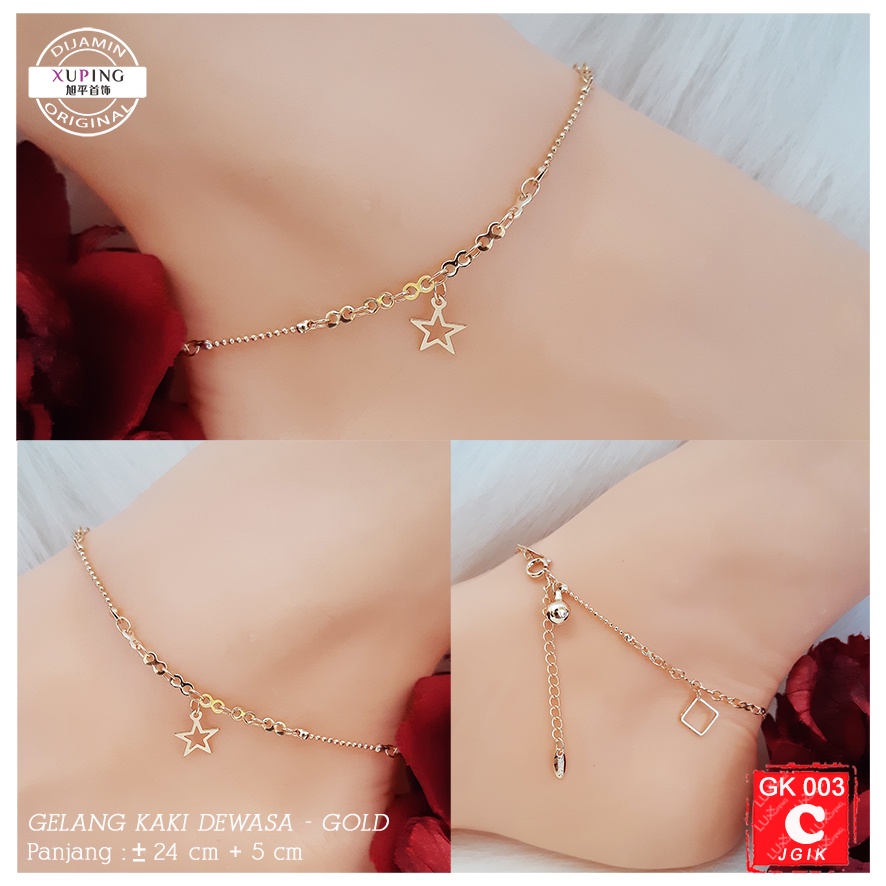 GK 003 Gelang Kaki Xuping Asli Bunga Perhiasan Imitasi Lapis Emas 18K Anklet Xuping Gelang Kaki Fashion Emas Imitasi Anklet Bunga Luxx Xuping