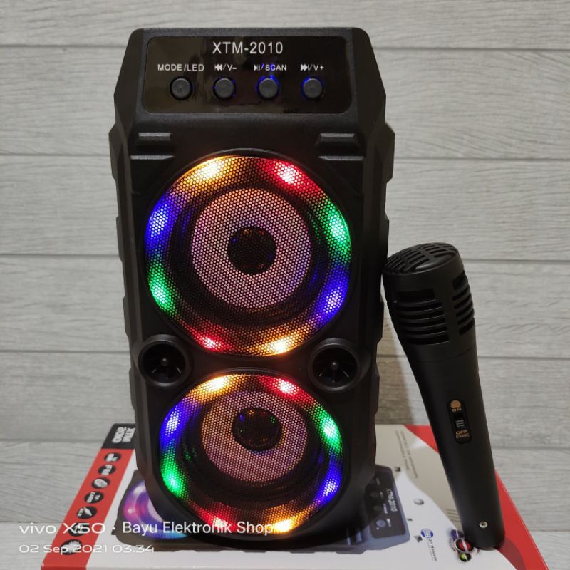 COD SPEAKER GRATIS MIC BLUETOOTH KARAOKE XTM-2010 DOUBLE POWER SPEAKER X BASS//SALON AKTIF PORTABEL 