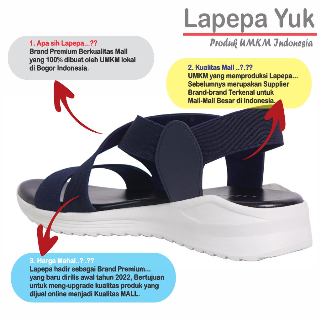 LAPEPA YUK -  Sepatu Sandal Wanita Wedges COSTA ALL COLOR Model Ban dua Tali Strap belakang Hak Tinggi Sole 4 cm Spatu Sendal Gunung Cewek  Size 36 37 38 39 40 Warna Hitam Black Cewe Kekinian Premium Terbaru Shoes Ori Original Mall Official Store Promo