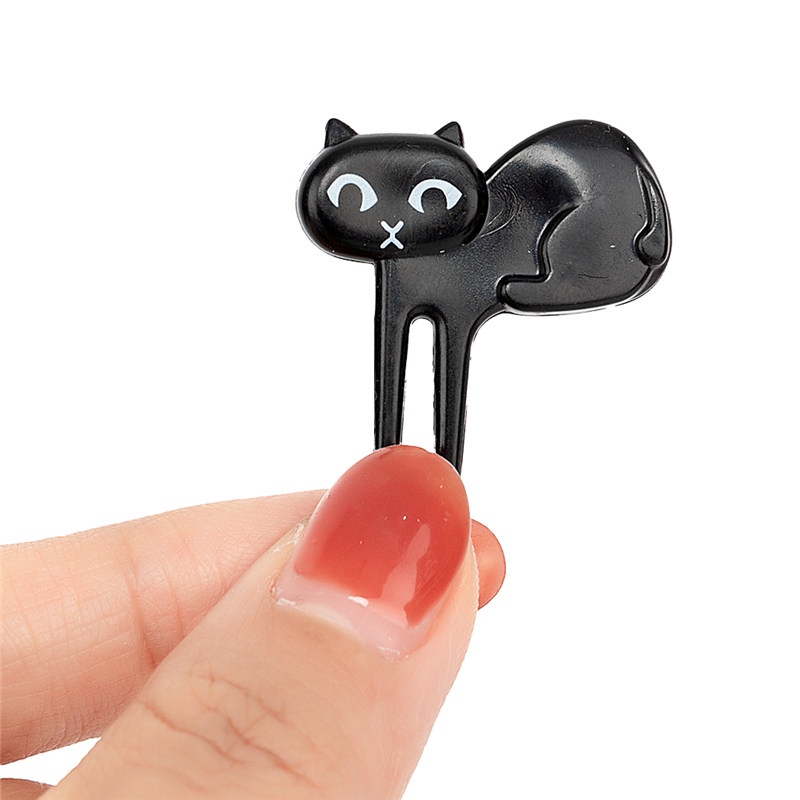 TK 6pcs/pack Cute Animal Fruit Fork Kids Snack Dessert Cartoon Forks Toothpick Lunch Decoration Black Cat Pattern