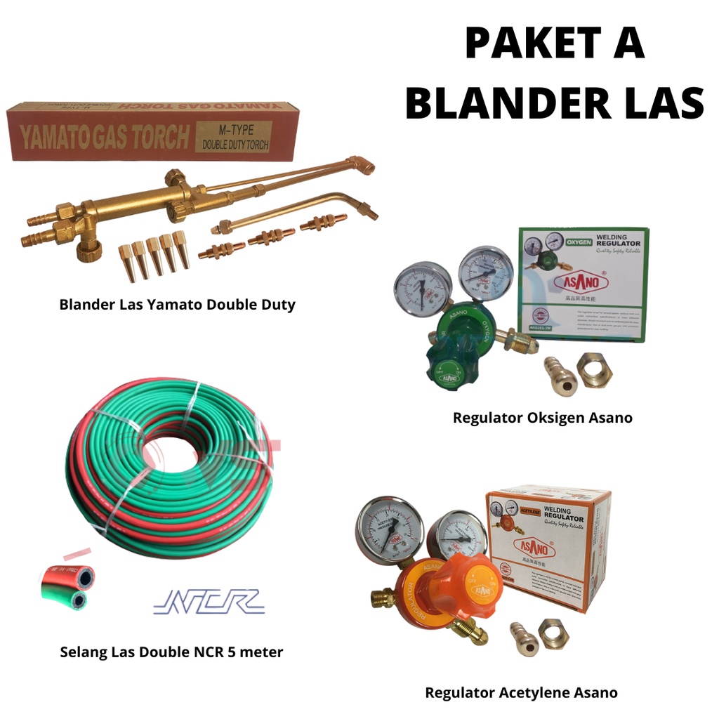 PAKET BLENDER LAS YAMATO REGULATOR OKSIGEN ACETYLENE / PAKET HEMAT PERLENGKAPAN ALAT LAS / BLANDER / REGULATOR / SELANG