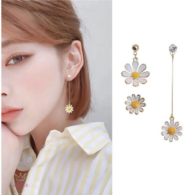 [Bayar Di Tempat] Korea Simple Daisy Sun Flower Pendant Earrings Anting / Anting Sun Flower