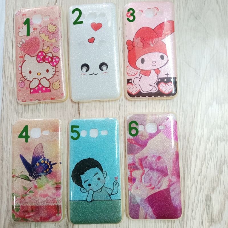 Case Motif Samsung Galaxy J2 Prime/Grand Prime Efek Glitter Silikon Casing
