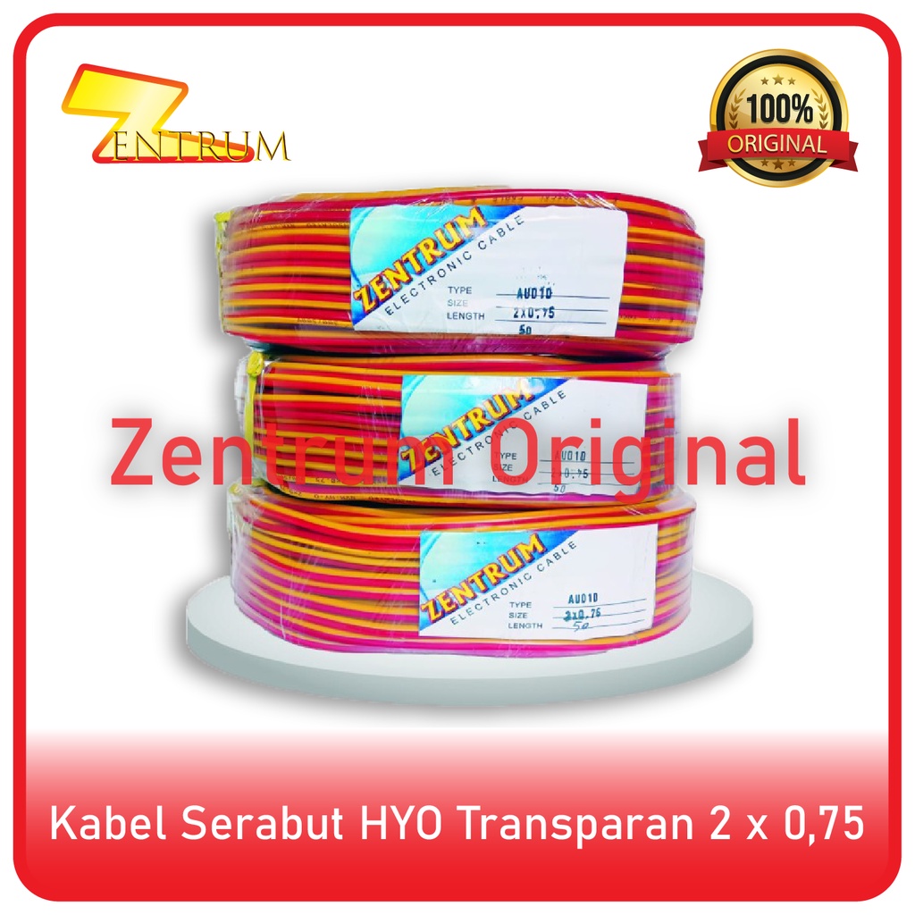 KABEL LISTRIK SERABUT HYO TRANSPARAN 2 x 0.75 (50 Meter)