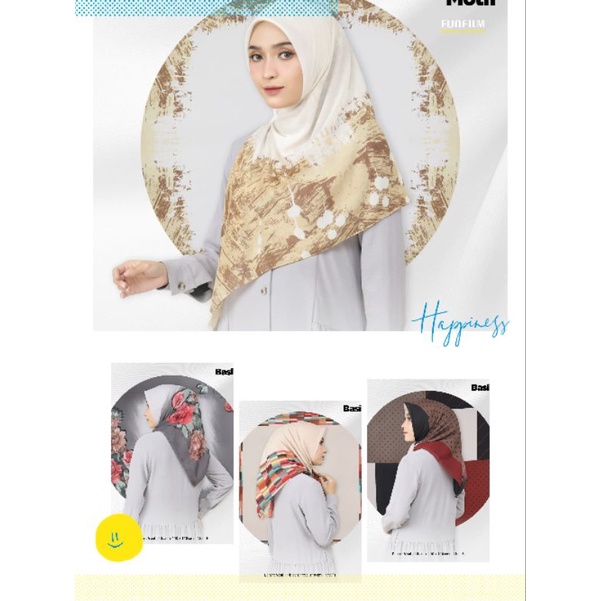 Jilbab segiempat hijab voal umama motif print random jahit tepi