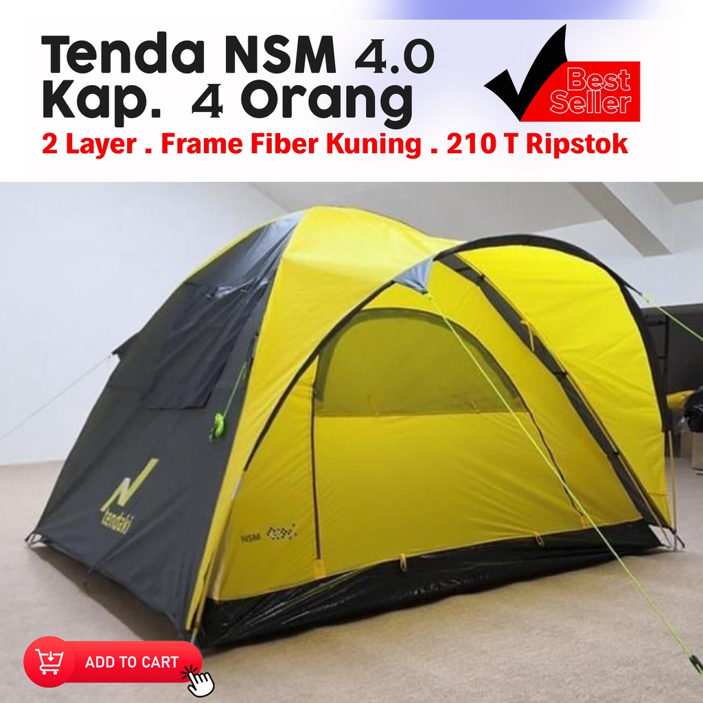 Tenda Camping Great Outdoor NSM 4 Kuning | Tendaki NSM 4 Pro