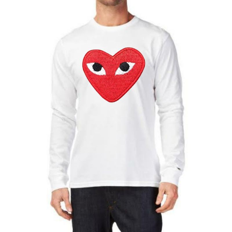 COMME DES GARCONS PLAY | Streetwear | Kaos Pria | LENGAN PANJANG