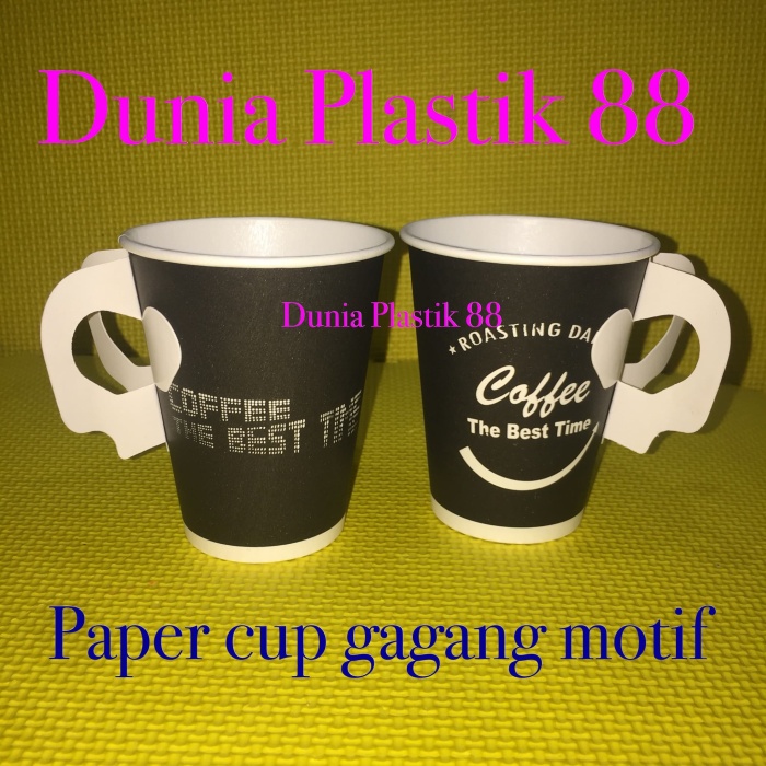 s77Tbd 50Pc Gelas Kertas Paper Cup Foam Kopi Hot 9Oz + Pegangan Gagang Handle Dbygs4