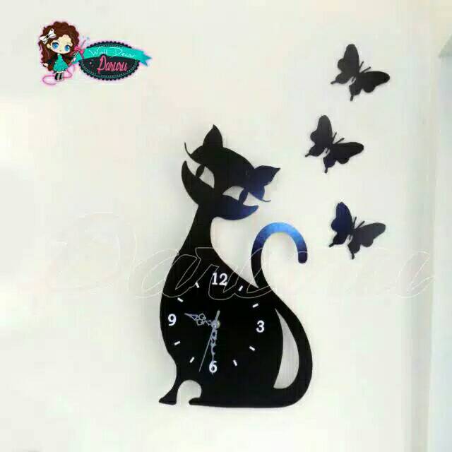 Jam Unik Cat|Jam dinding kucing hitam