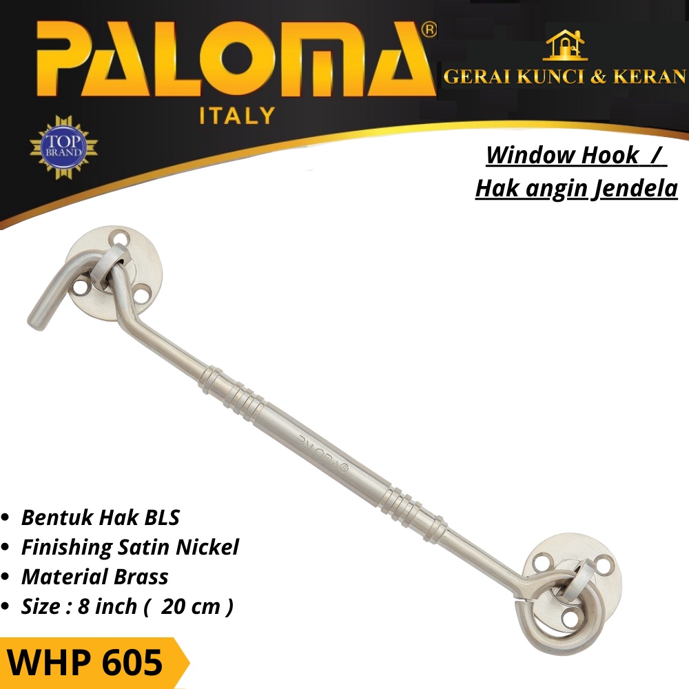 HAK ANGIN PENAHAN JENDELA WHP 605 BRASS 8&quot; INCH 20CM  SN WINDOW HOOK CANTOLAN