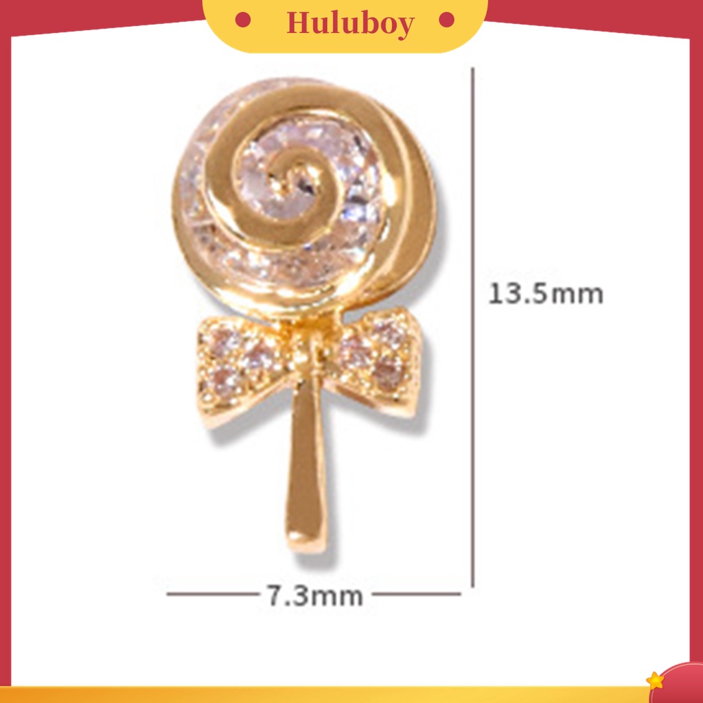 Huluboy Huluboy♡ 3pcs / Set Ornamen Permen Lollipop 3D Aksen Berlian Imitasi Untuk Manicure