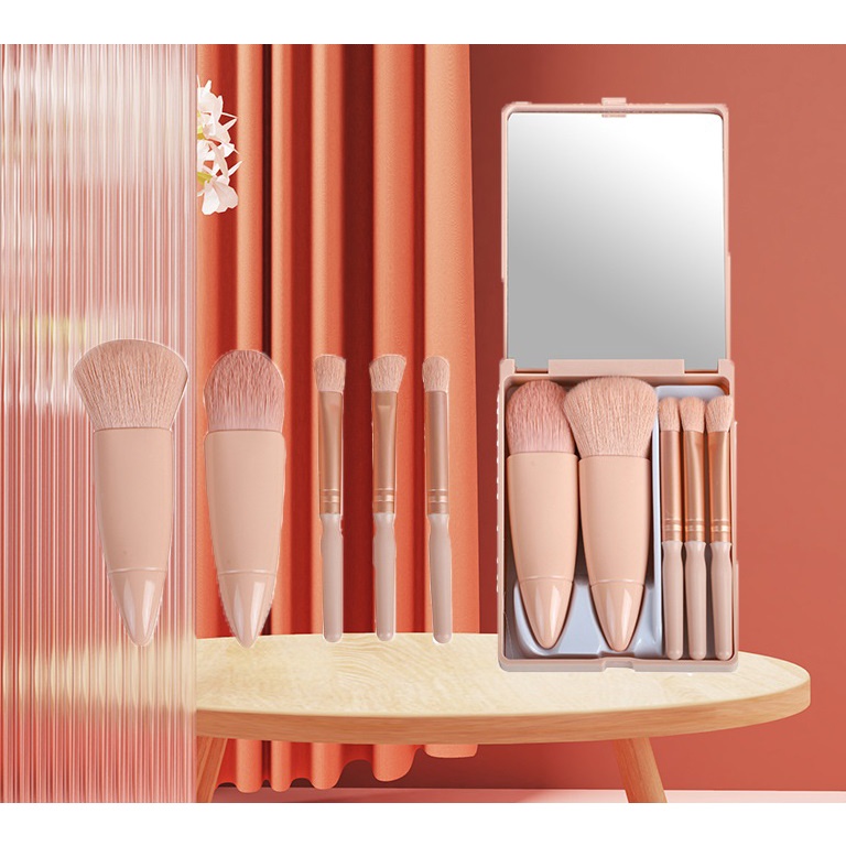 Make Up Brush Set Kuas Make Up Kuas Make Up Portable Cermin Set Foundation Alat Kecantikan