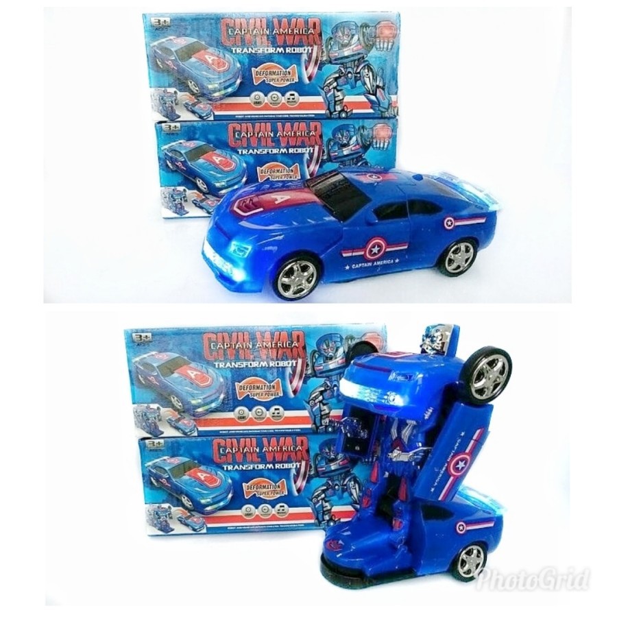 MWN.TOYS Mainan Mobil Deformation Avenger Captain America Bisa Jadi Robot 8993