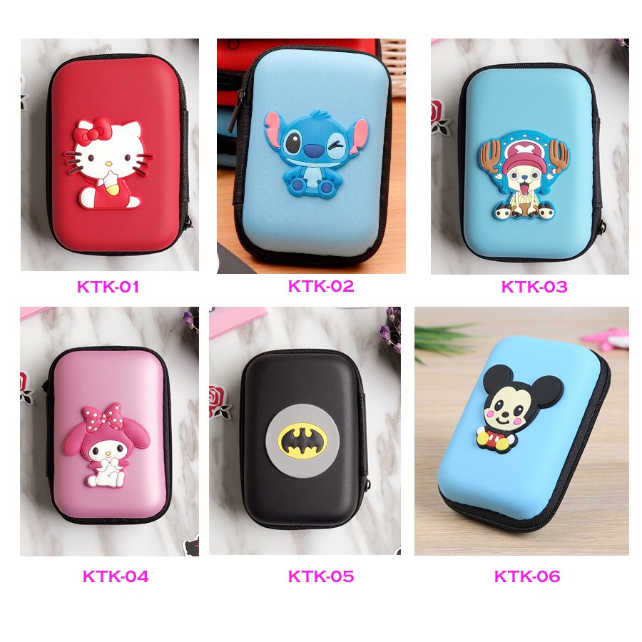 Kotak Tas Headset Motif Kartun/ Tempat Earphone/ Cable Pouch