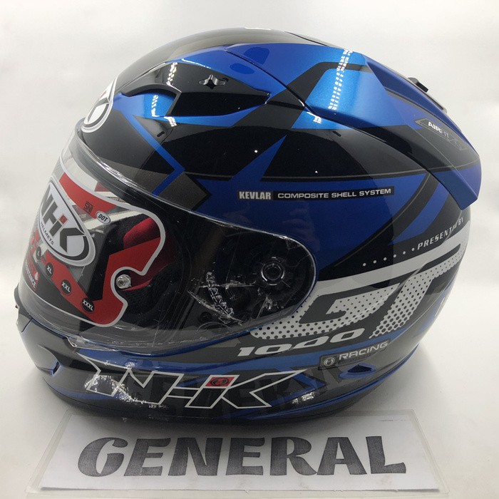 OFC Helm NHK GP 1000 GP1000 Motif Star Blue Metalic Silver Biru Metalik - L
