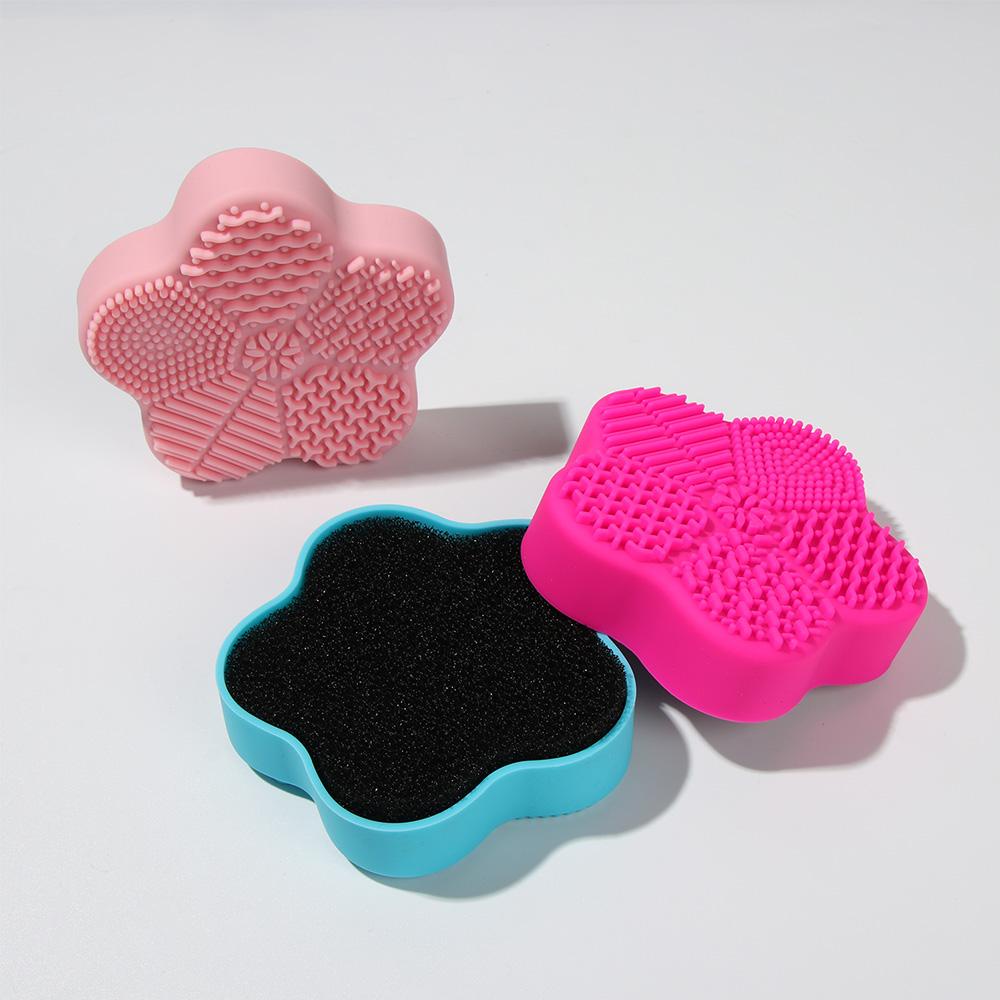 PINEAPPLE With Sponge Makeup Brush Cleaner Silicone Washing Tools Silicone Brush Cleaner Pad Scrubber Board Tool New Cleaning Mat Dry&amp; Wet Clean Make Up Washing Starfish/Multicolor