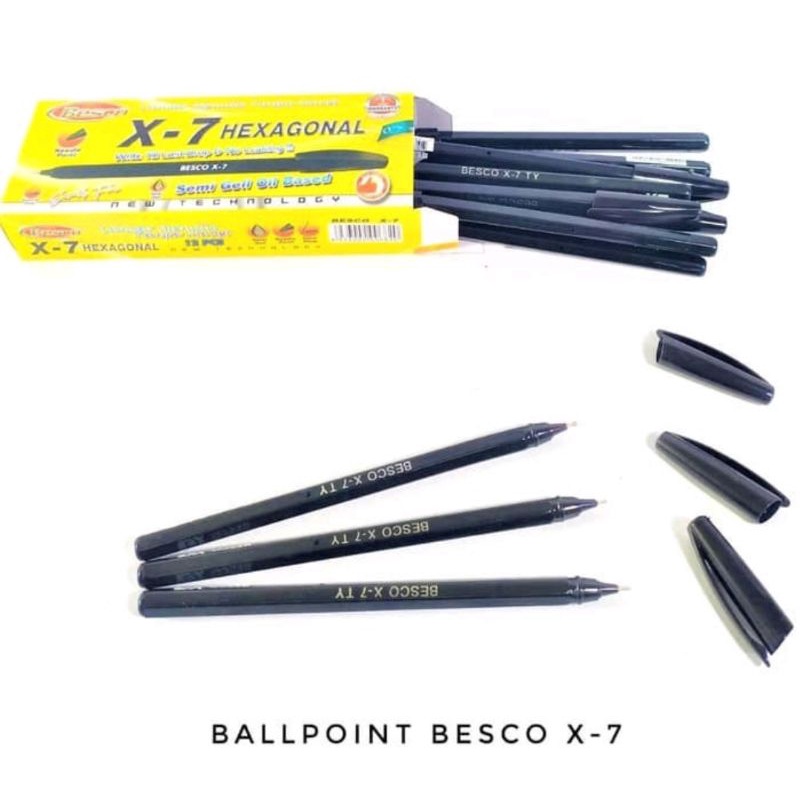 

Pulpen BESCO X-7 HEXAGONAL 0,7 Hitam 1pak 12pcs
