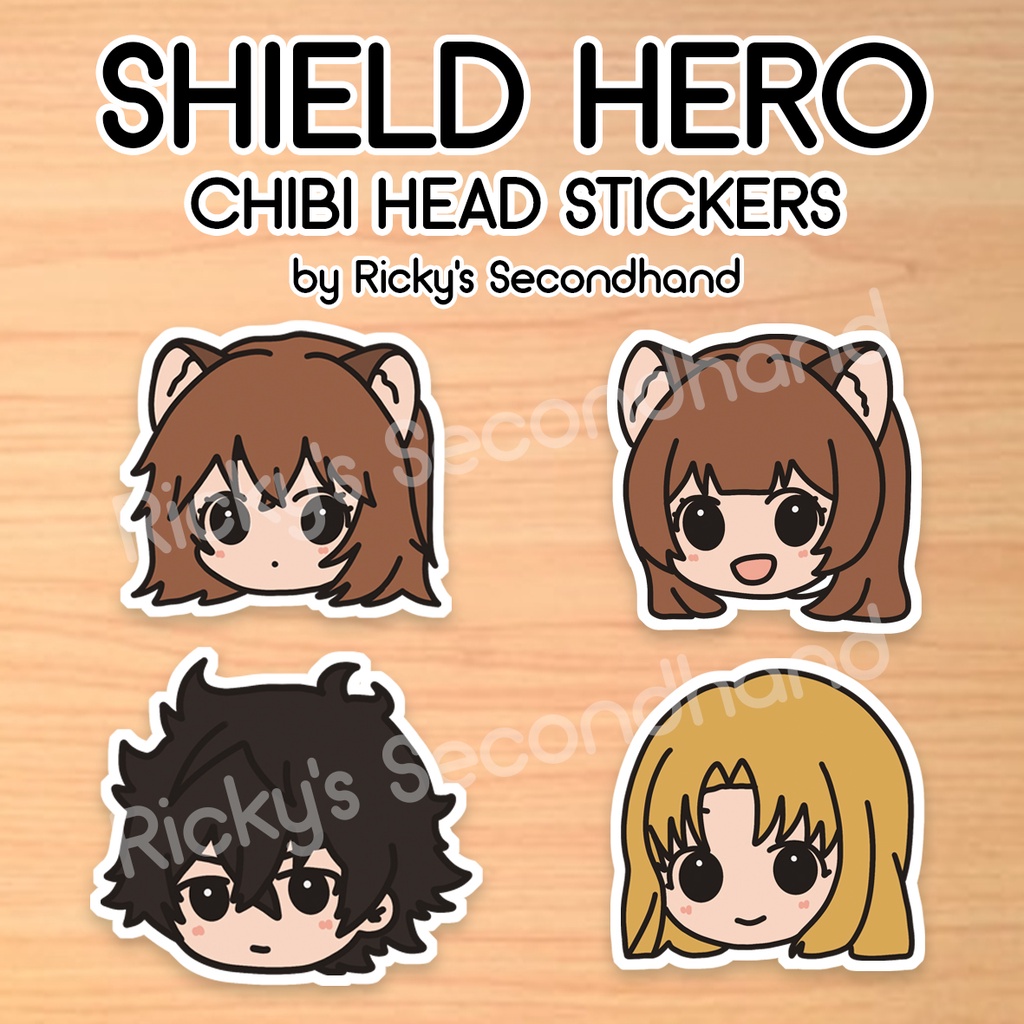 

4pcs Shield Hero Stickers Set by Ricky's Secondhand - Stiker Waterproof Anti Air Anime The Rising of ShieldHero Chibi Sticker Tate no Yuusha Raphtalia Iwatani Naofumi Filo