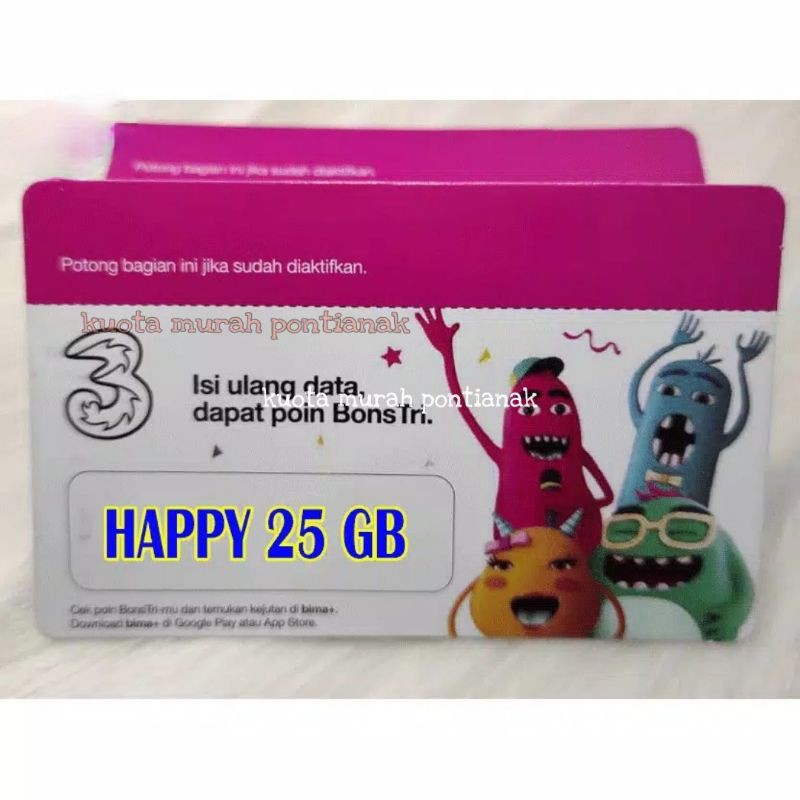 Voucher Tri Happy 25gb Vocer Three 25 gb