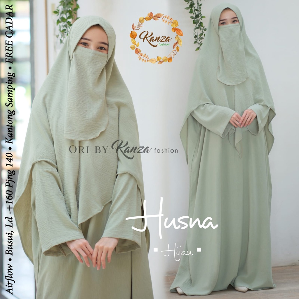 Husna Syari Gamis Muslim Free Cadar Original Produk By Kanza Fashion