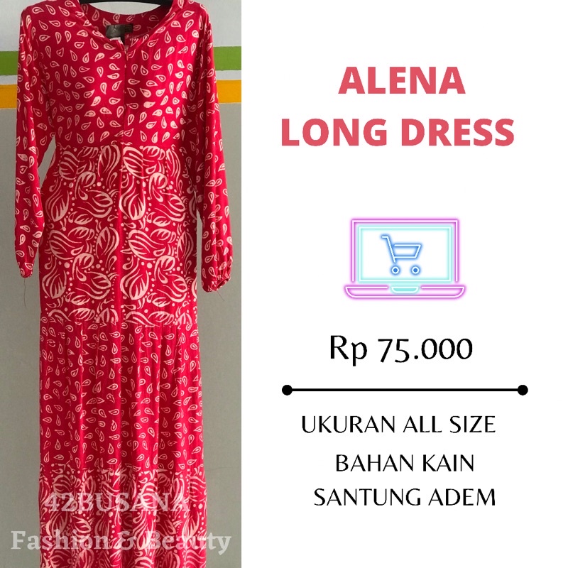 Alena Long Dress | Gamis | Batik Asli Pekalongan | Bahan Kain Santung Adem