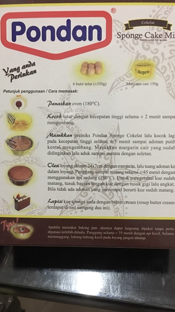 Pondan Sponge Cake mix coklat kue tepung premiks halal