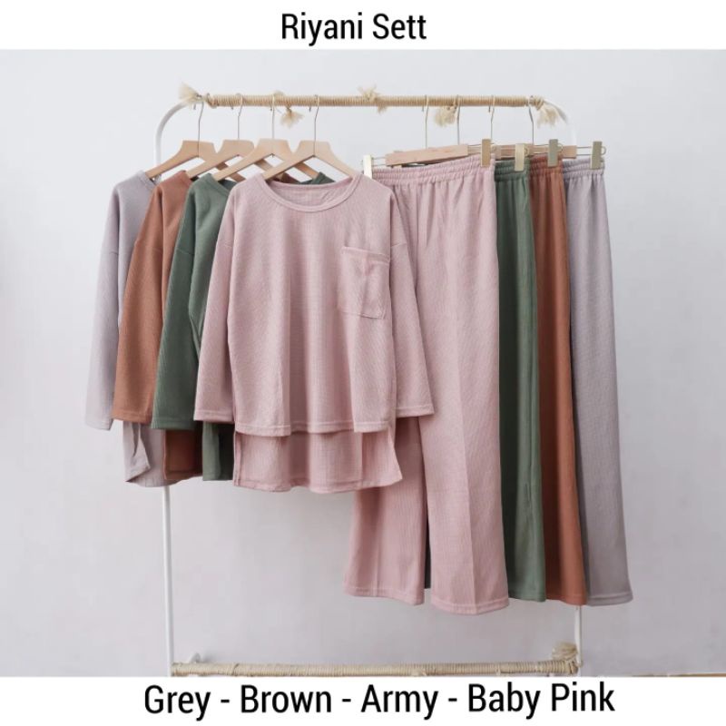 BJ One Set Kaos Waffle Uniqlo Jumbo Wanita Ld 114 Riyani Set Pants