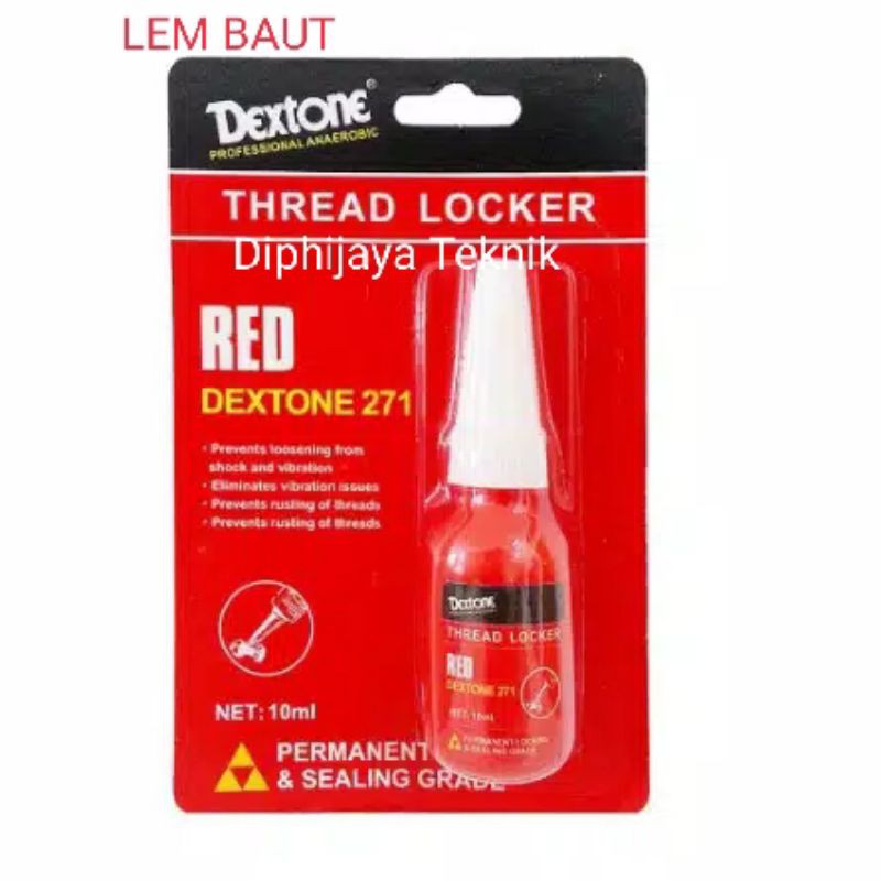 

Lem Thread Locker 271 Merah Red (Permanen), 242 Biru Blue (bisa dibuka) Dextone Seperti loctite 10mm