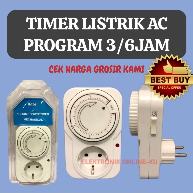 STOP KONTAK TIMER LISTRIK ANALOG PROGRAM 3/6 JAM