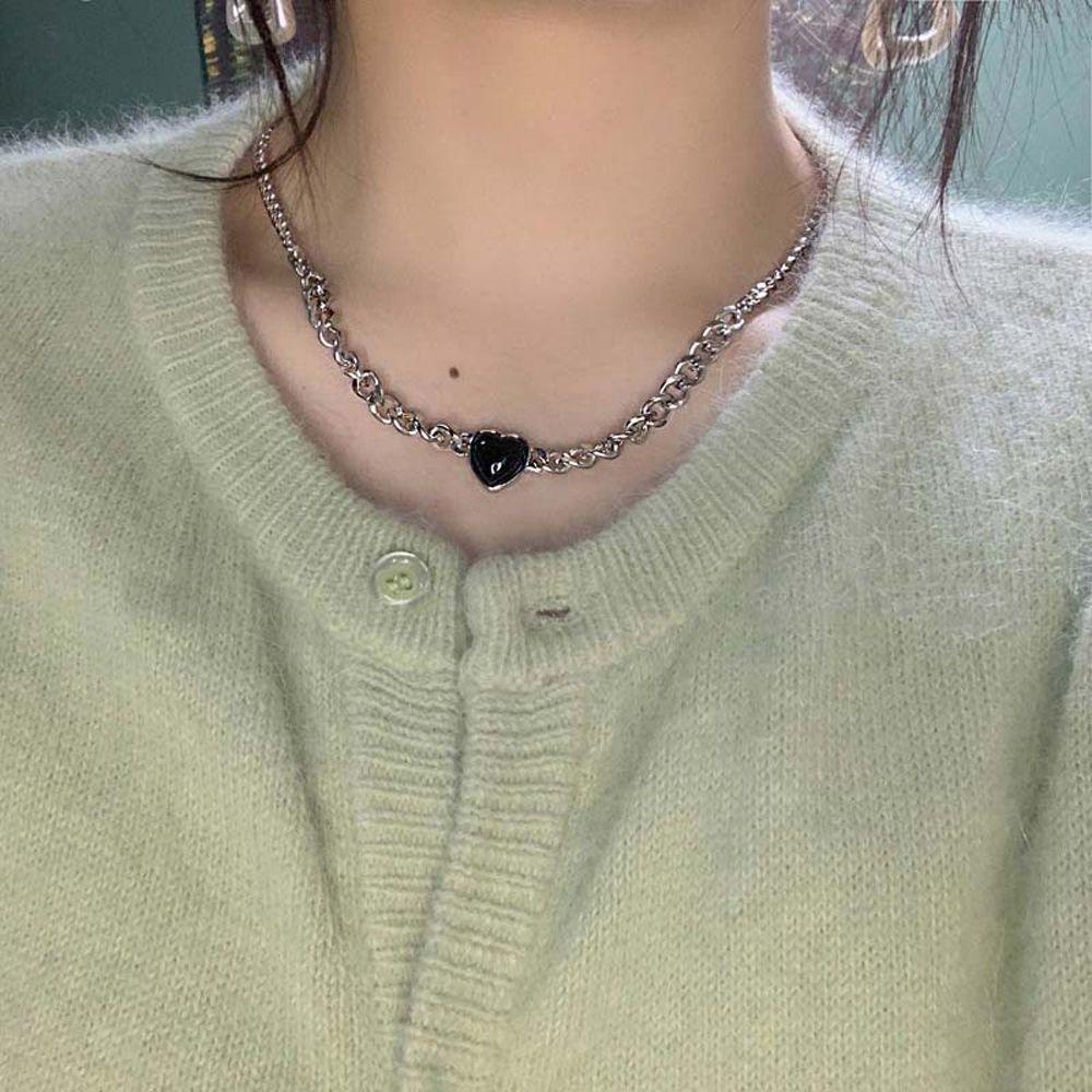 Mxbeauty Kalung Wanita Vintage Sederhana Hati Punk Keren Choker Gaya Korea Necklace