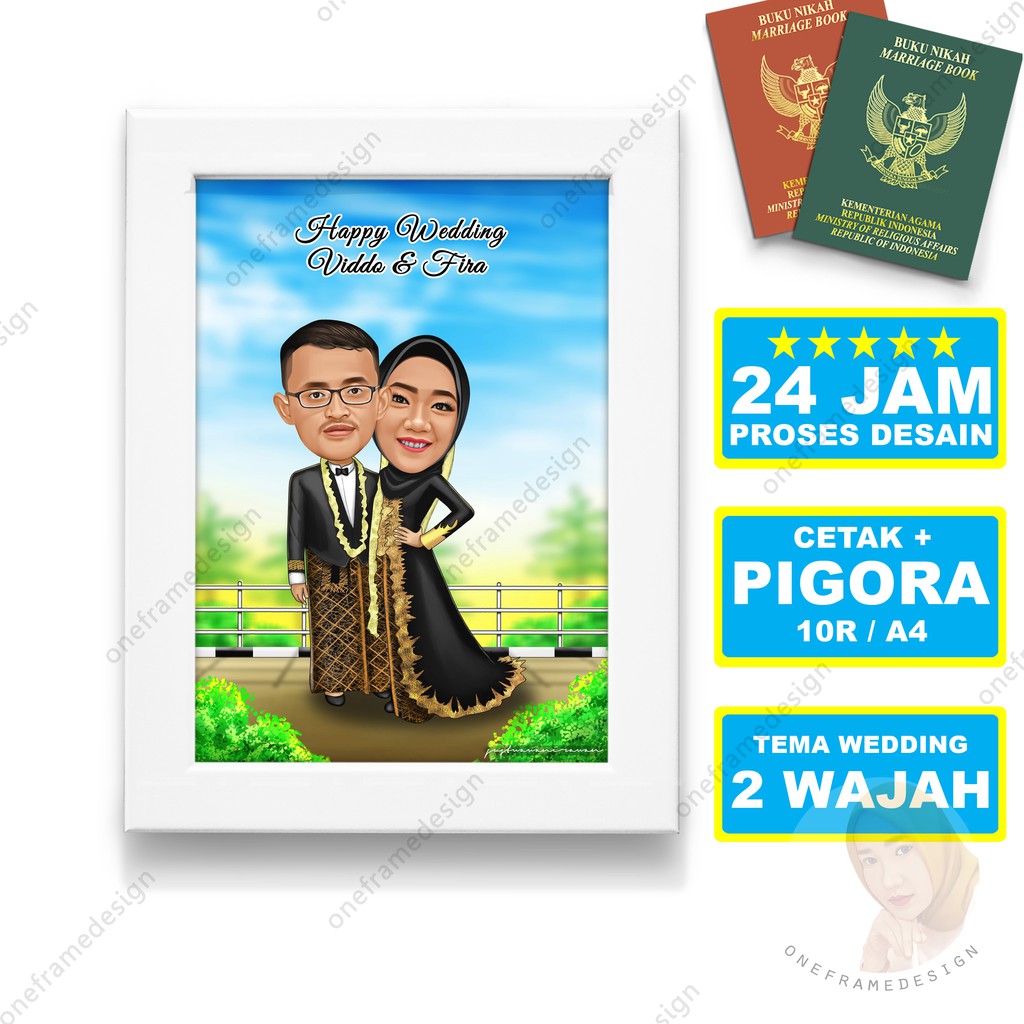 

Kado Wedding Pigora 10RS A4 Karikatur Adat Jawa Peluk Nikah Gift
