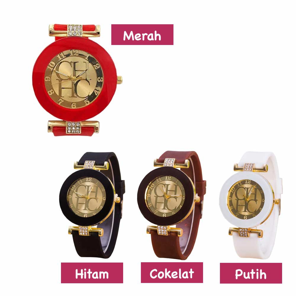 CHHC Diamond [ Putih ] Jam Tangan Analog Wanita - Strap Rubber