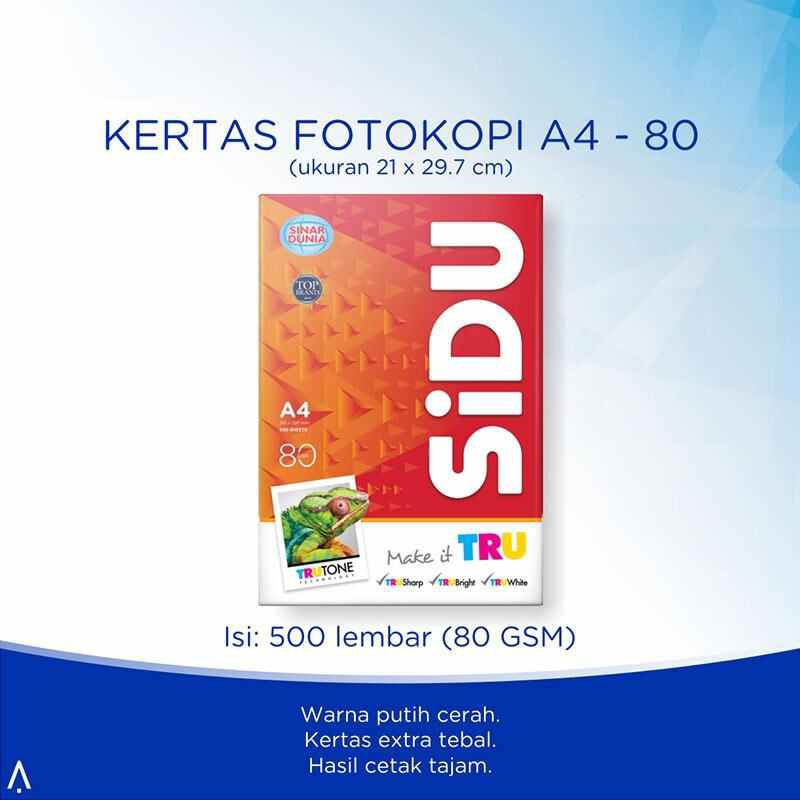 

SIDU A4 80 GSM PRODUK 100% ORIGINAL