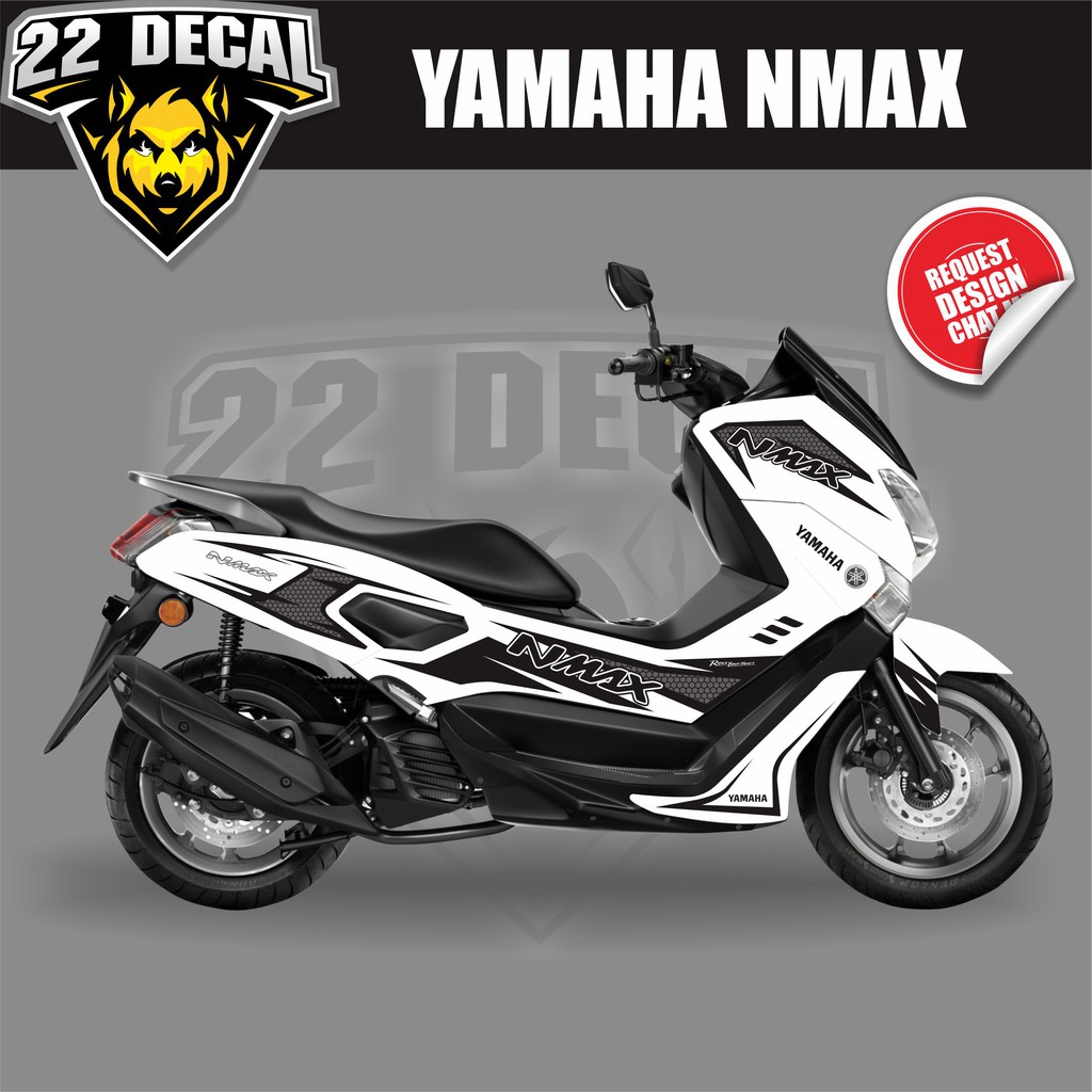 Decal Sticker Nmax Simpel Putih Garis Hitam Full Body Bahan