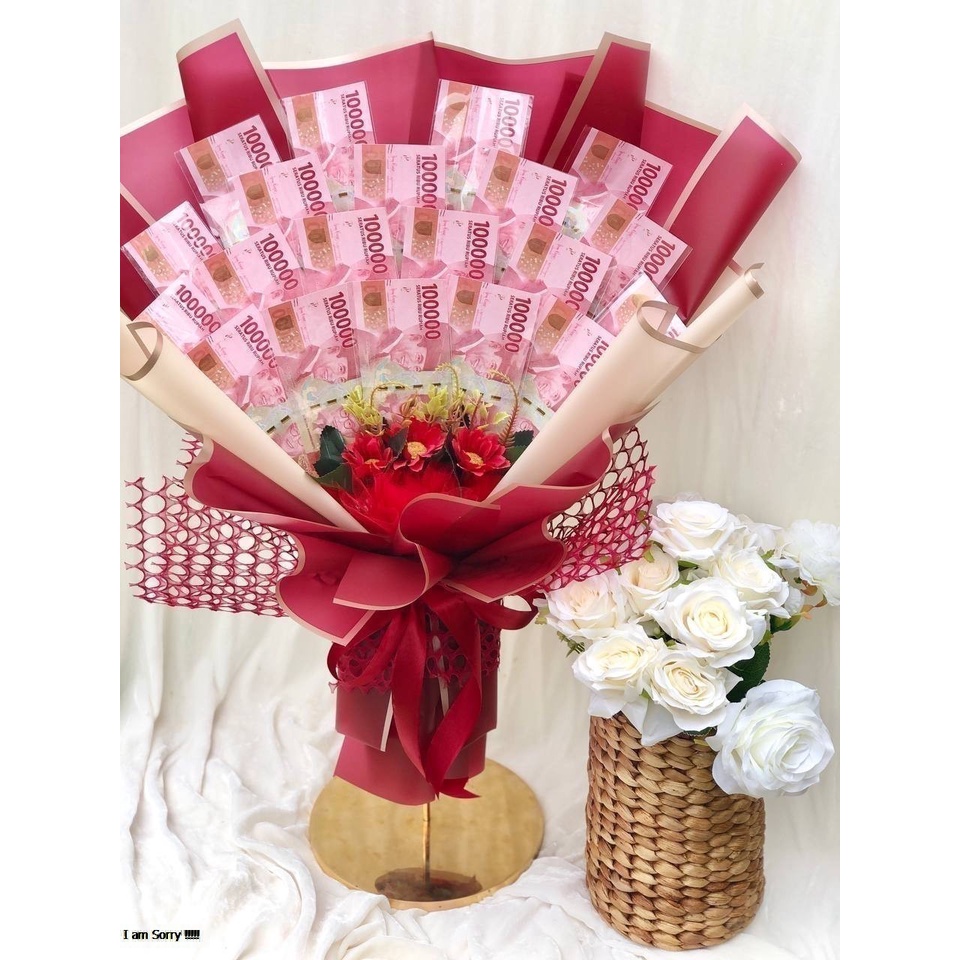 buket uang untuk 100 ribu 10 lembar murah gratis kartu ucapan