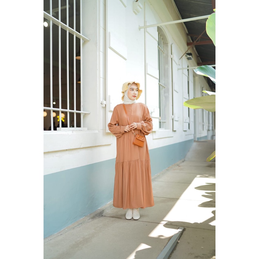 NEW REALPICT' Pattaya midi dress Bahan Rayon twill Gamis Dress Kondangan Dress Wanita Mewah Simpel G