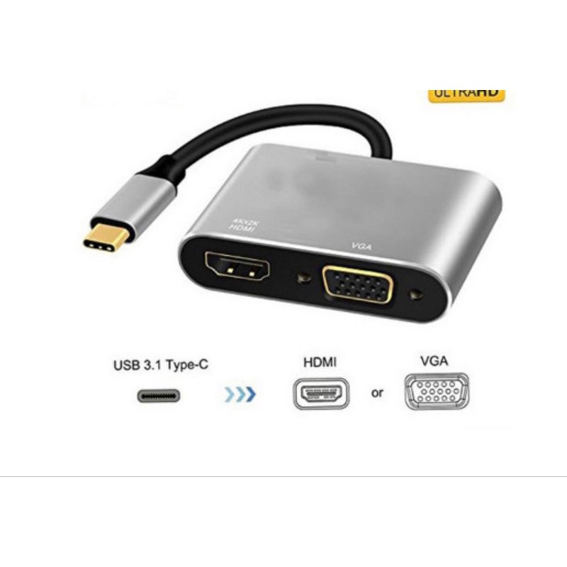 Kabel Converter Type C to Vga &amp; HDTV 2in1