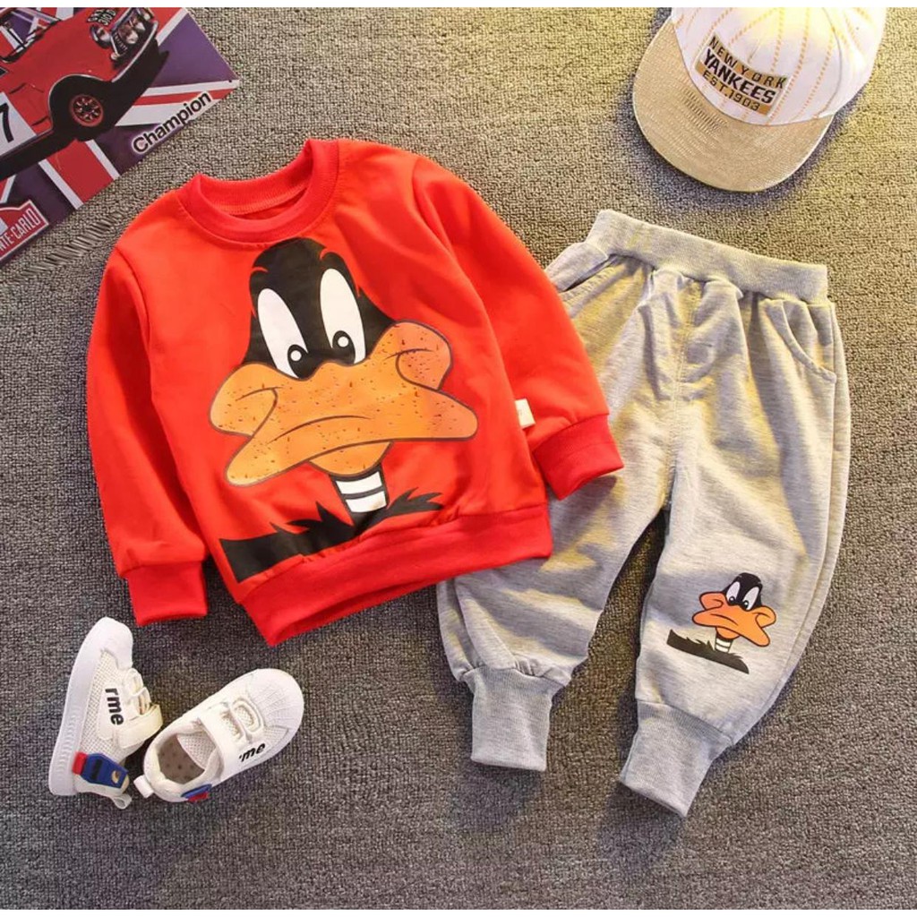 SETELAN SWEATER ANAK LAKI LAKI PEREMPUAN 1-5 TAHUN MOTIF DUCK SWEATER ANAK SETELAN SWEATER JOGGER