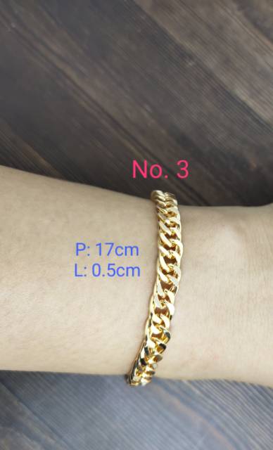 Fifi Fashion Gelang Gold Sisik Titanium Xuping ASLI Antikarat Antialergi(LT) 08#/28#