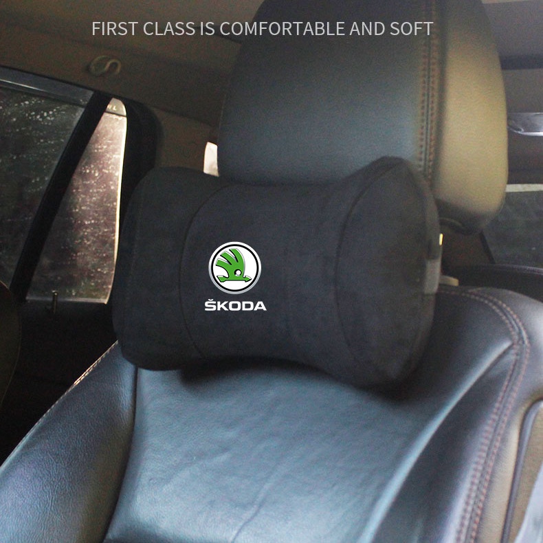 G-club Bantal Leher Bahan Kulit Rusa Memory Foam Untuk Headrest Mobil Skoda